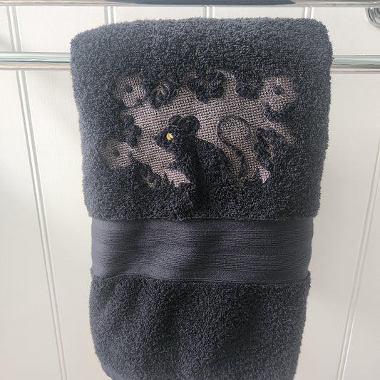 Mouse Embroidered Bath Towel black