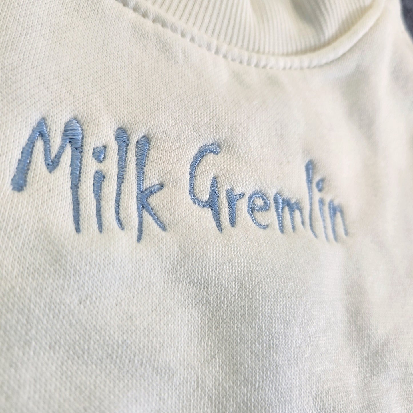 Milk Gremlin Embroidered Sweatshirt and Bib Set