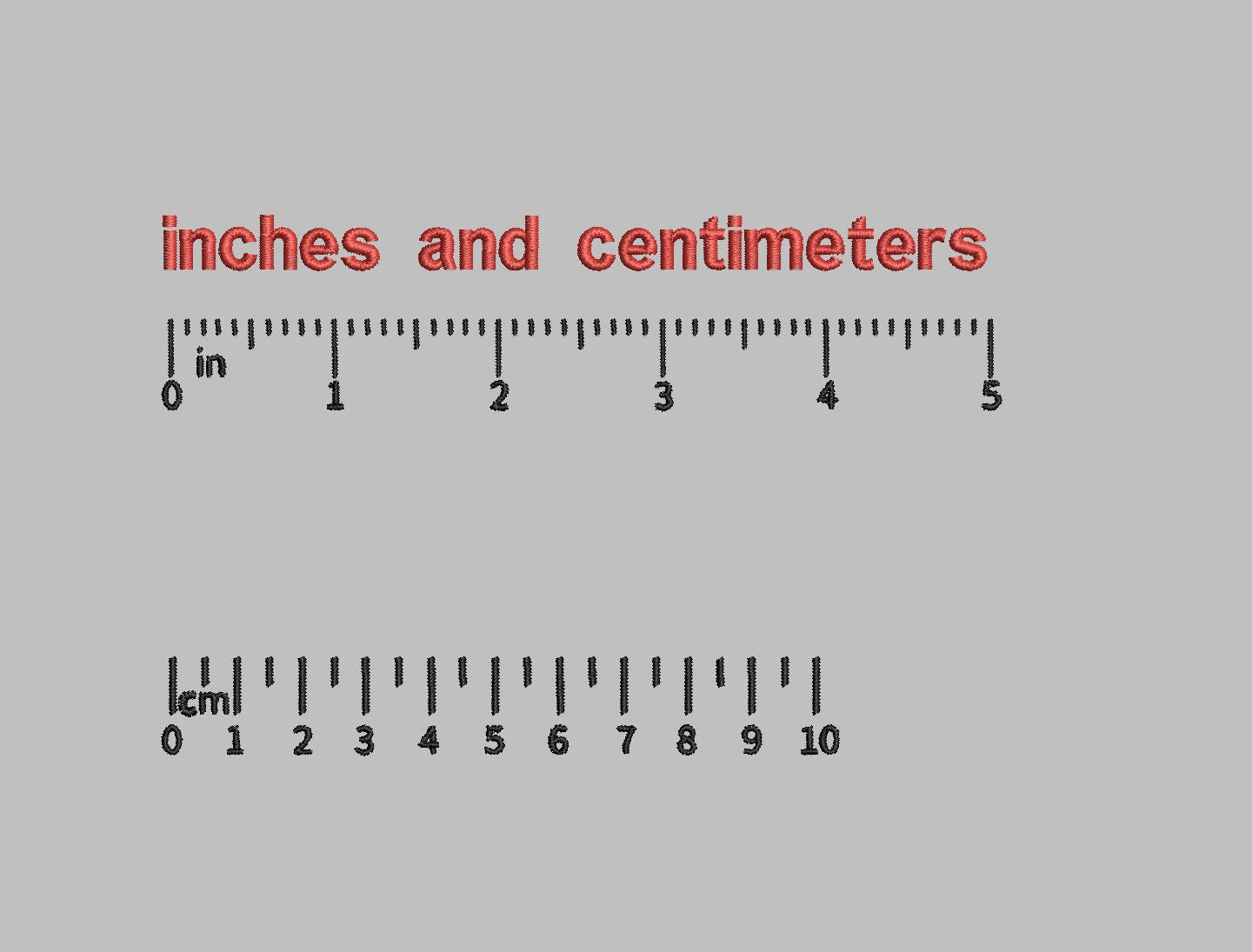 Ruler embroidery file PES JEF DST inches and cm
