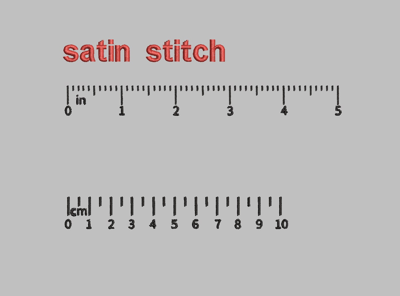 Ruler embroidery file PES JEF DST inches and cm