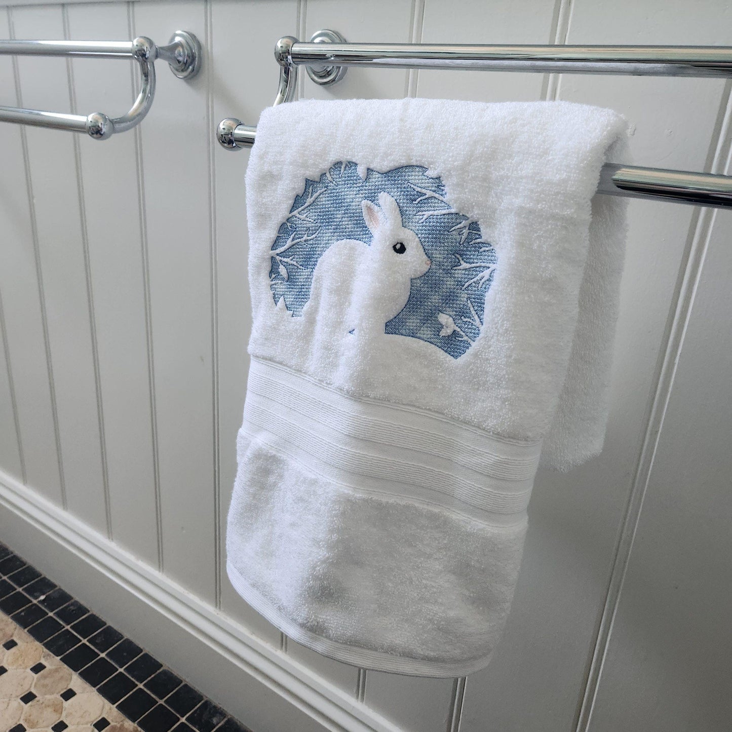 Embroidered bunny Rabbit bath towel cute