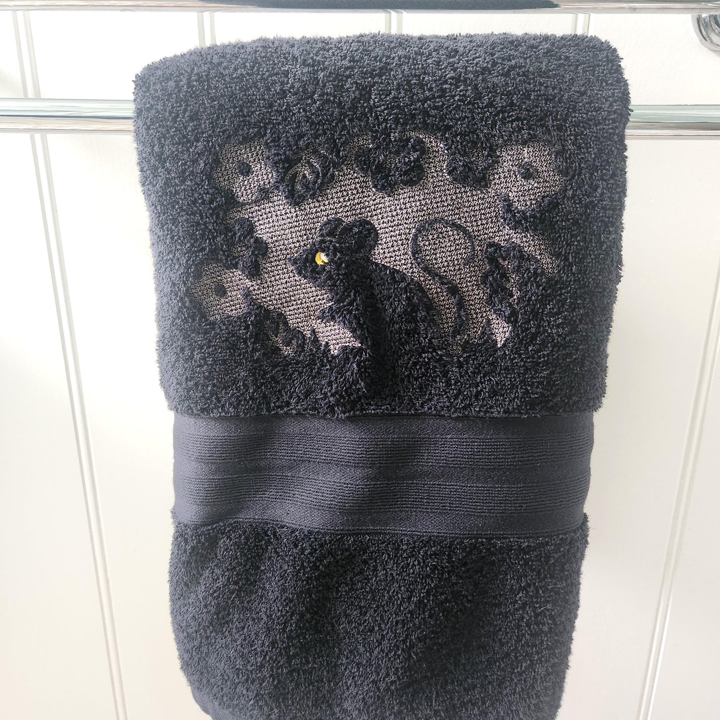Mouse Embroidered Bath Towel black