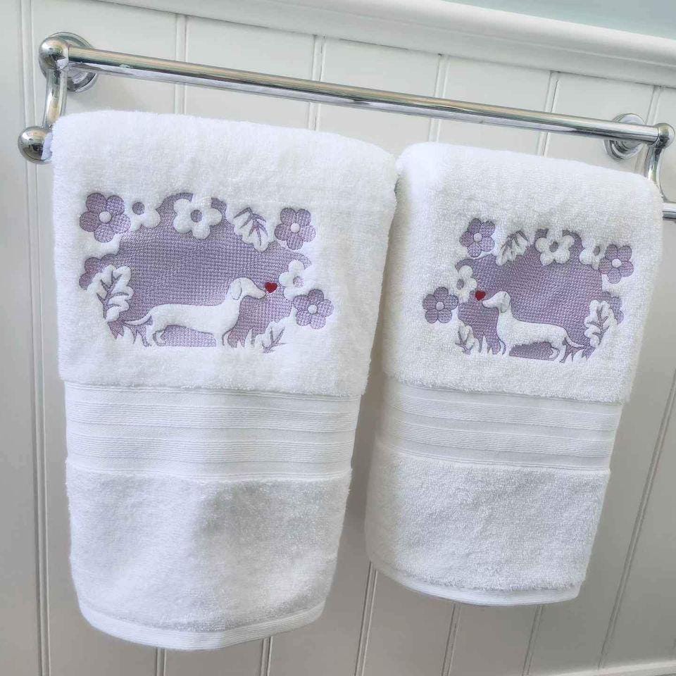 dachshund towel set sausage dog