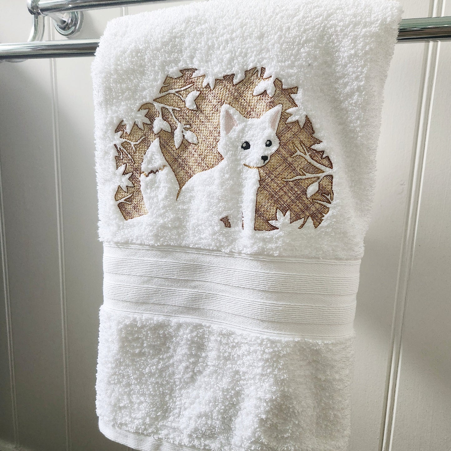Fox Embroidered Bath Towel Fall autumn