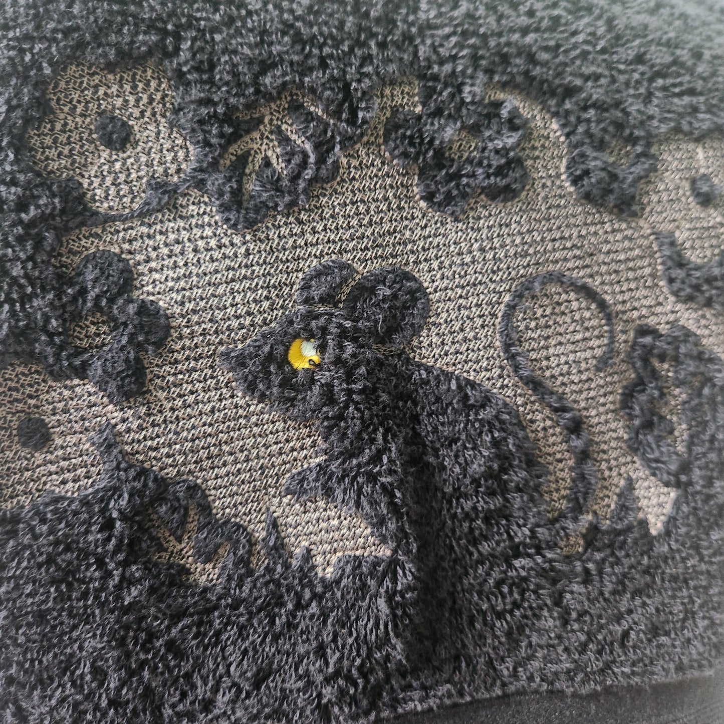 Mouse Embroidered Bath Towel black