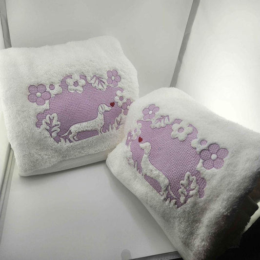 dachshund towel set sausage dog