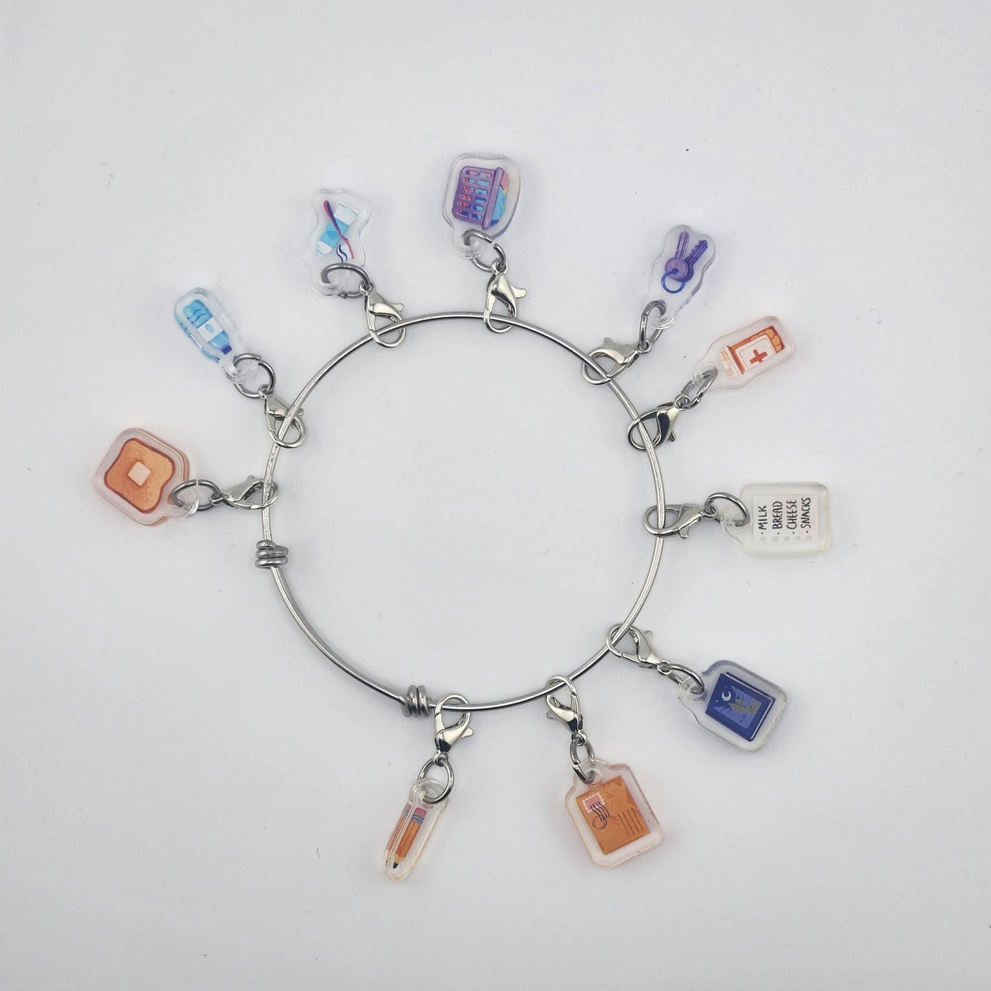 Task charm shopping grocery list task bracelet